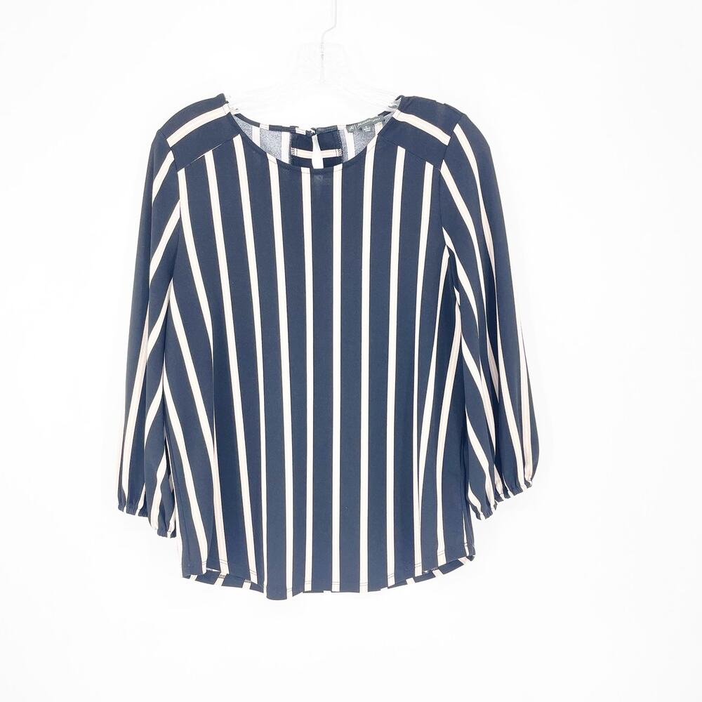 Adrianna Papell Long Sleeve Stripe Top Size Small